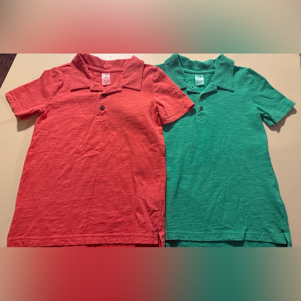 Carters Simple Joys Pair of 5T Polo Shirts - Picture 2 of 8